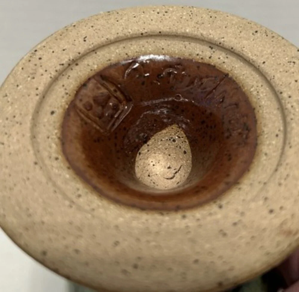 Studio, Art Pottery, Handmade, Goblet, Wine Glass, Drip Glaze, Signed, OOAK